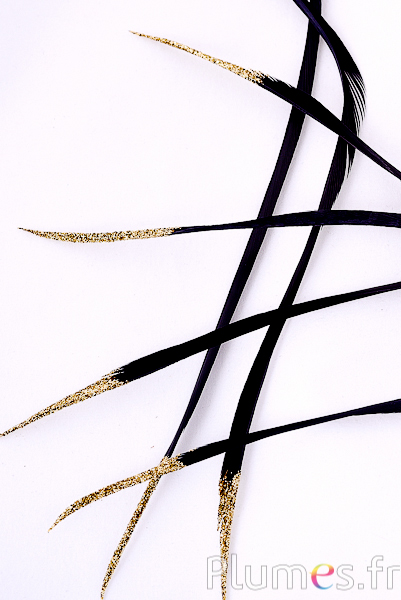 Oie strippé paillettes dorées - 16-18 cm - noir